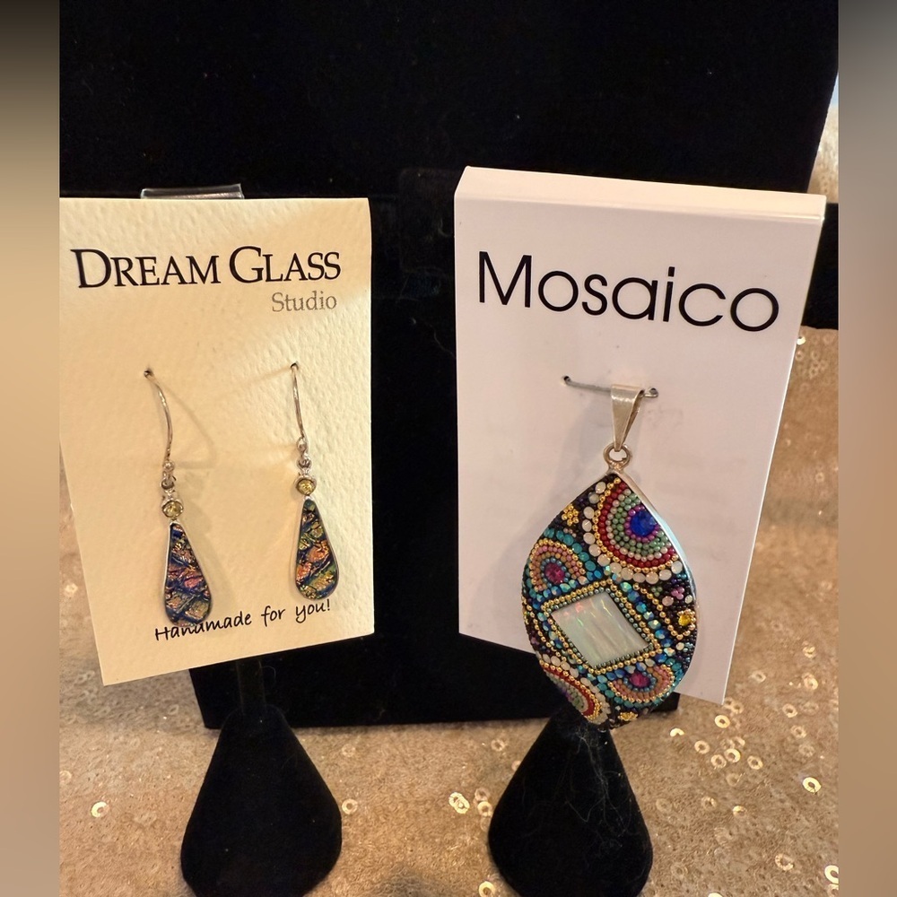 NWT Mosaico Austrian Crystal Dichroic Glass necklace & earrings 💕💕 new line! 💕💕 - Picture 5 of 13
